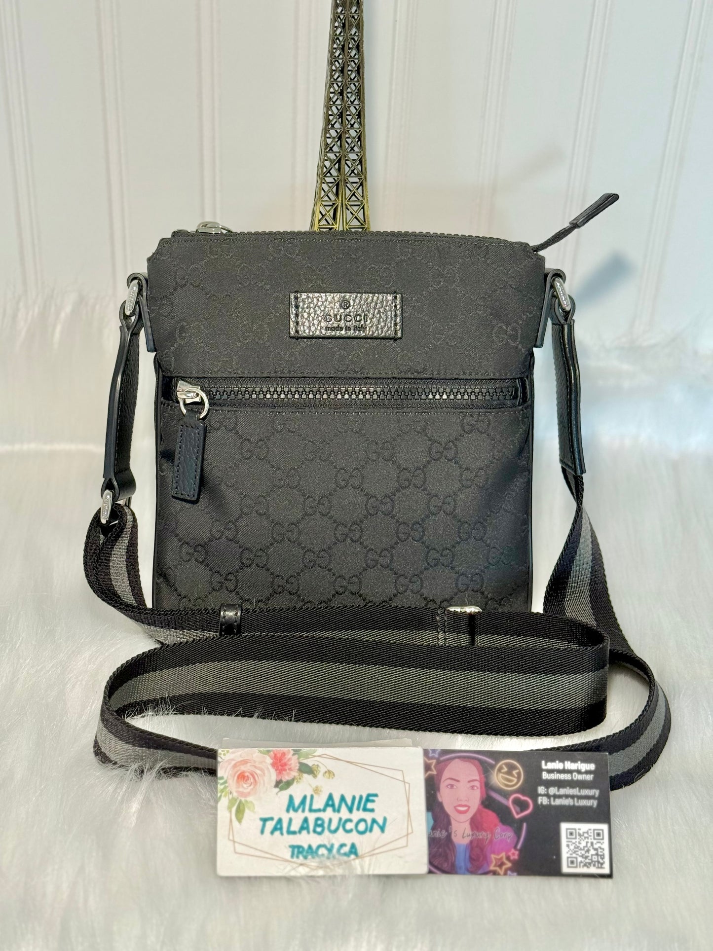 Gucci Nylon GG Canvas Messenger Bag Black 449183