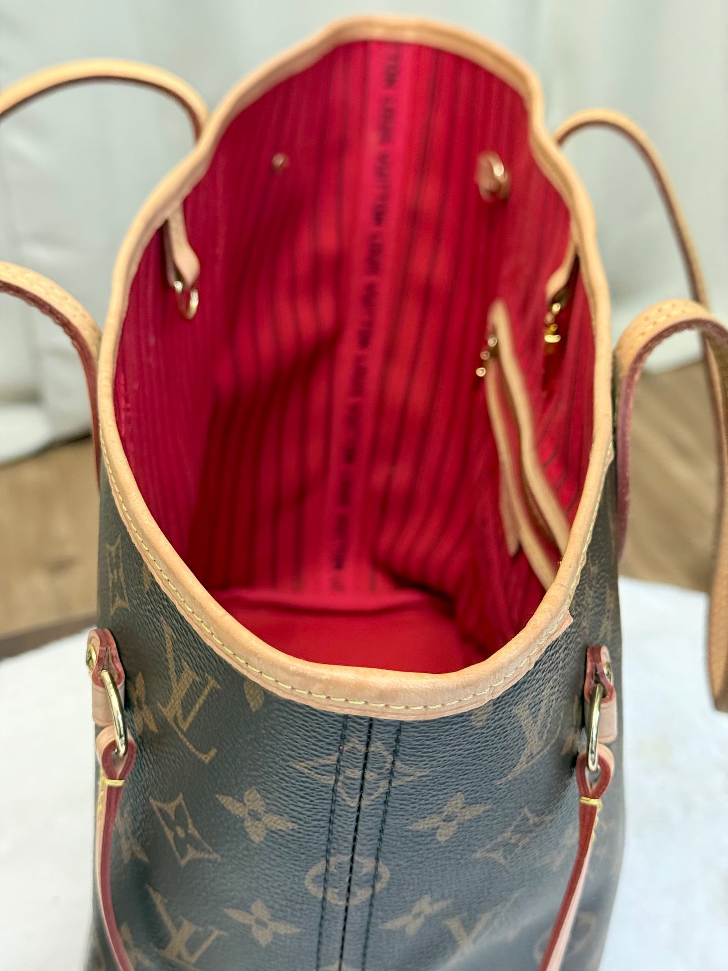 Louis Vuitton Neverfull MM Mono Cherry Bag and Pouch