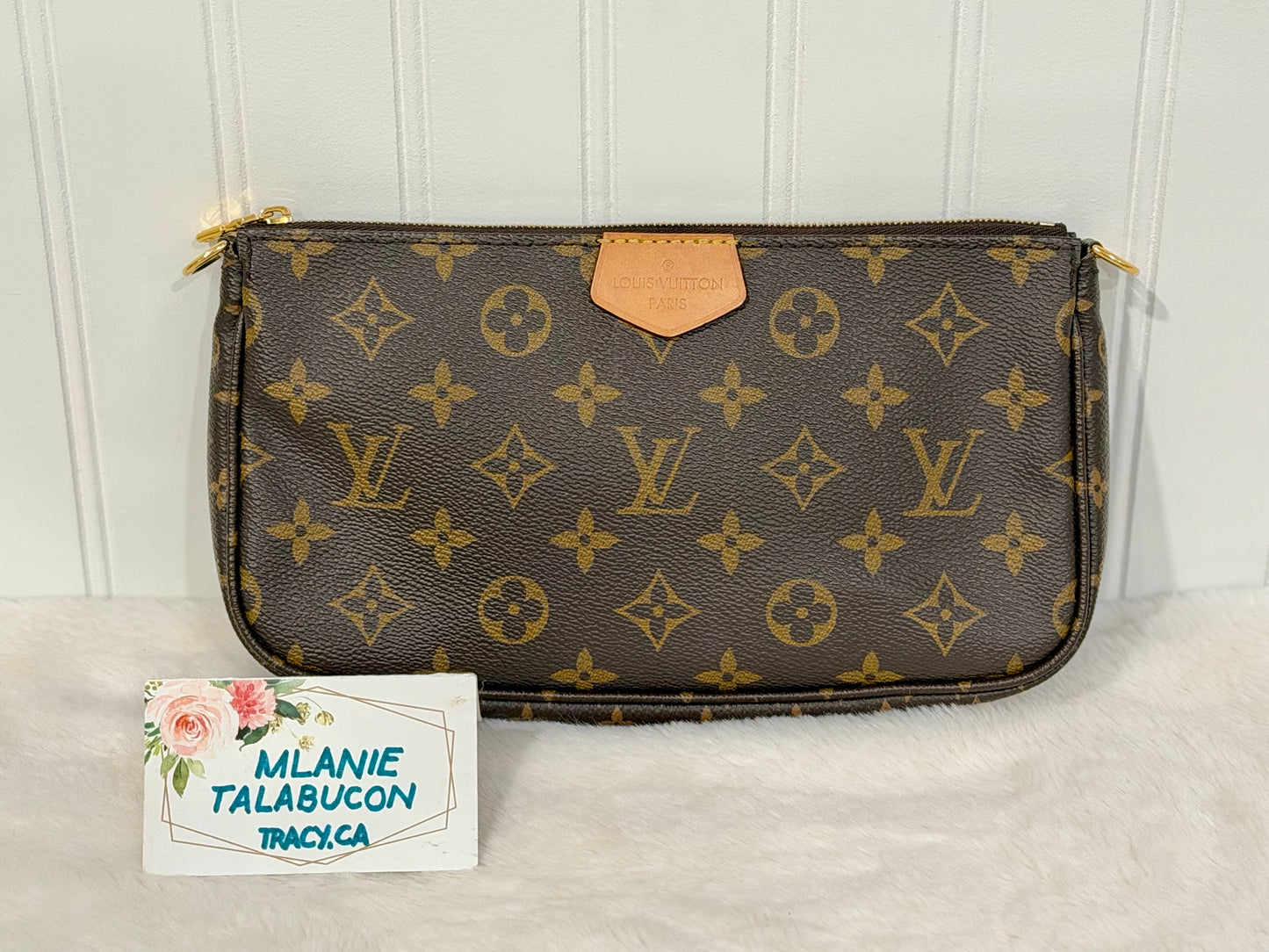 Louis Vuitton Multi Pochette Mono with Pink/Rose Adjustable Jacquard Strap