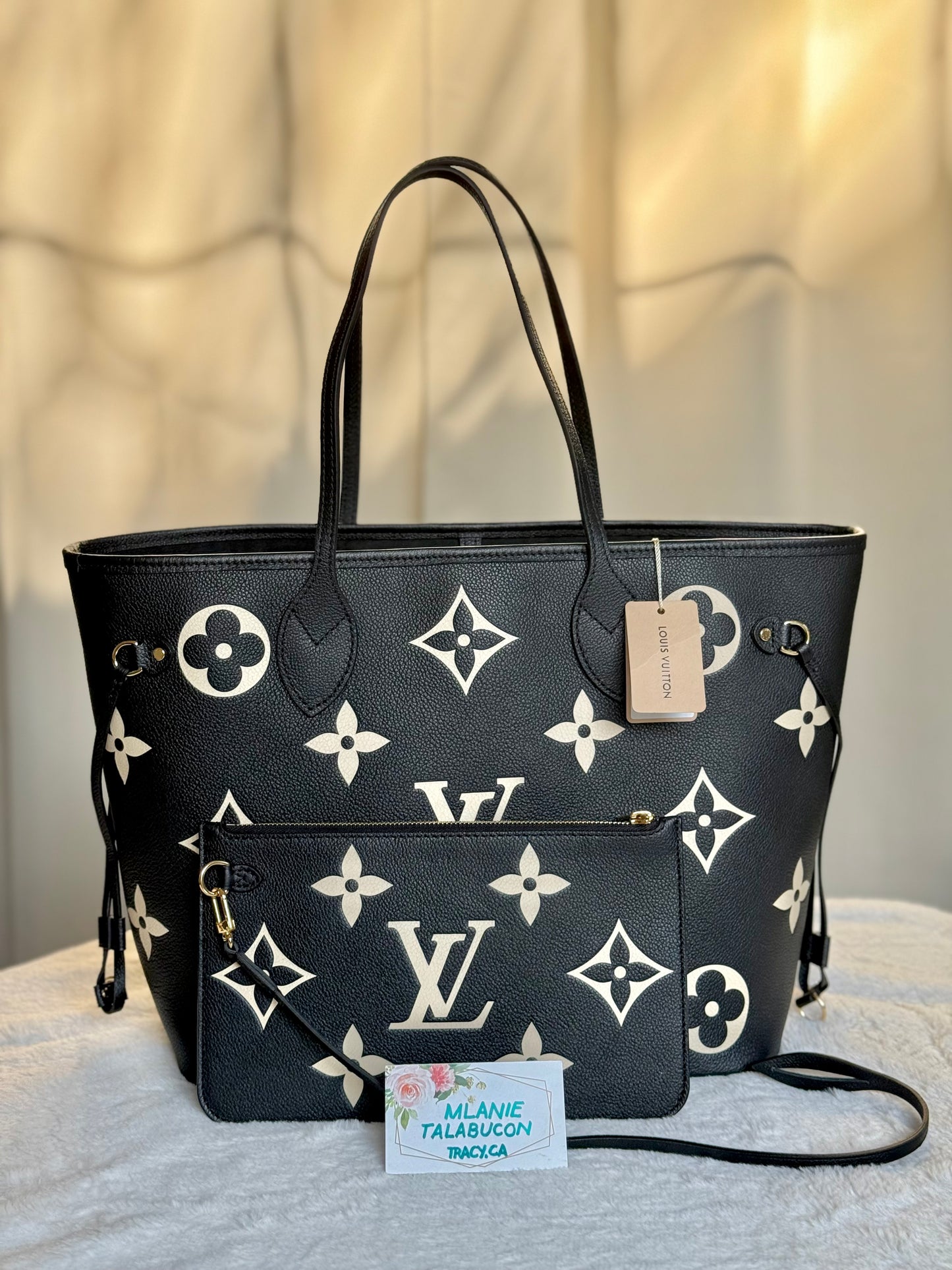 BRAND NEW Louis Vuitton Neverfull Mono Giant Empreinte Black/Beige