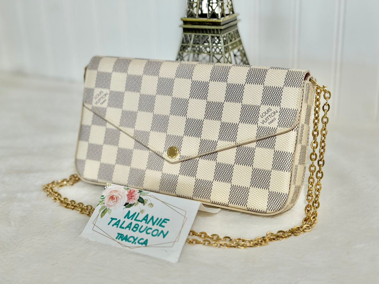Louis Vuitton Pochette Felicie Damier Azur Rose Ballerine