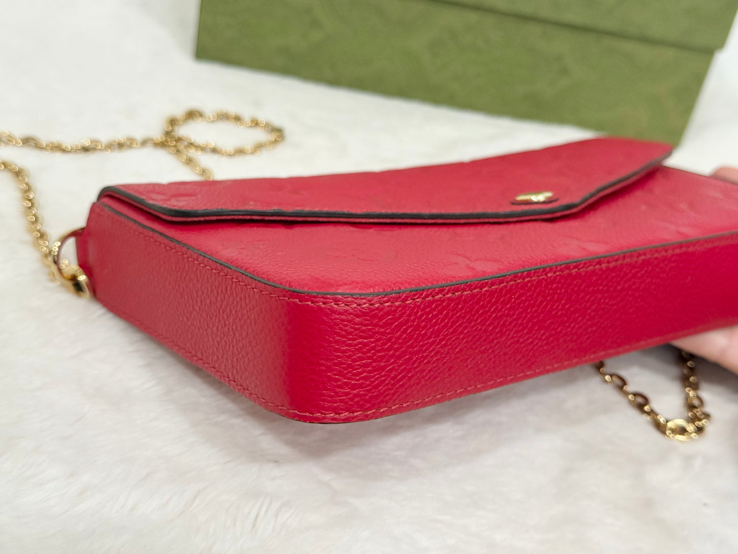 Louis Vuitton Felicie Pochette Mono Empreinte Scarlet Red