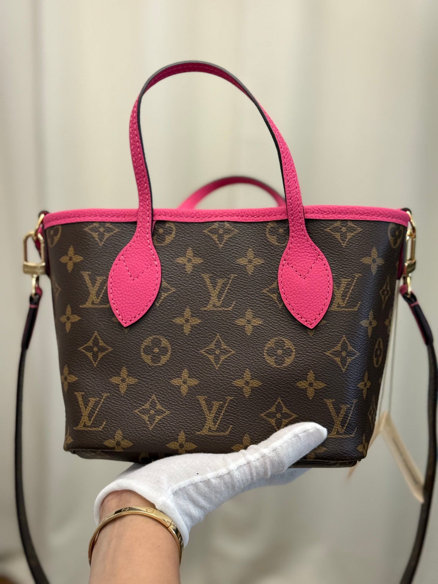Louis Vuitton Neverfull BB Inside Out Bandouliere Rose Pondichery