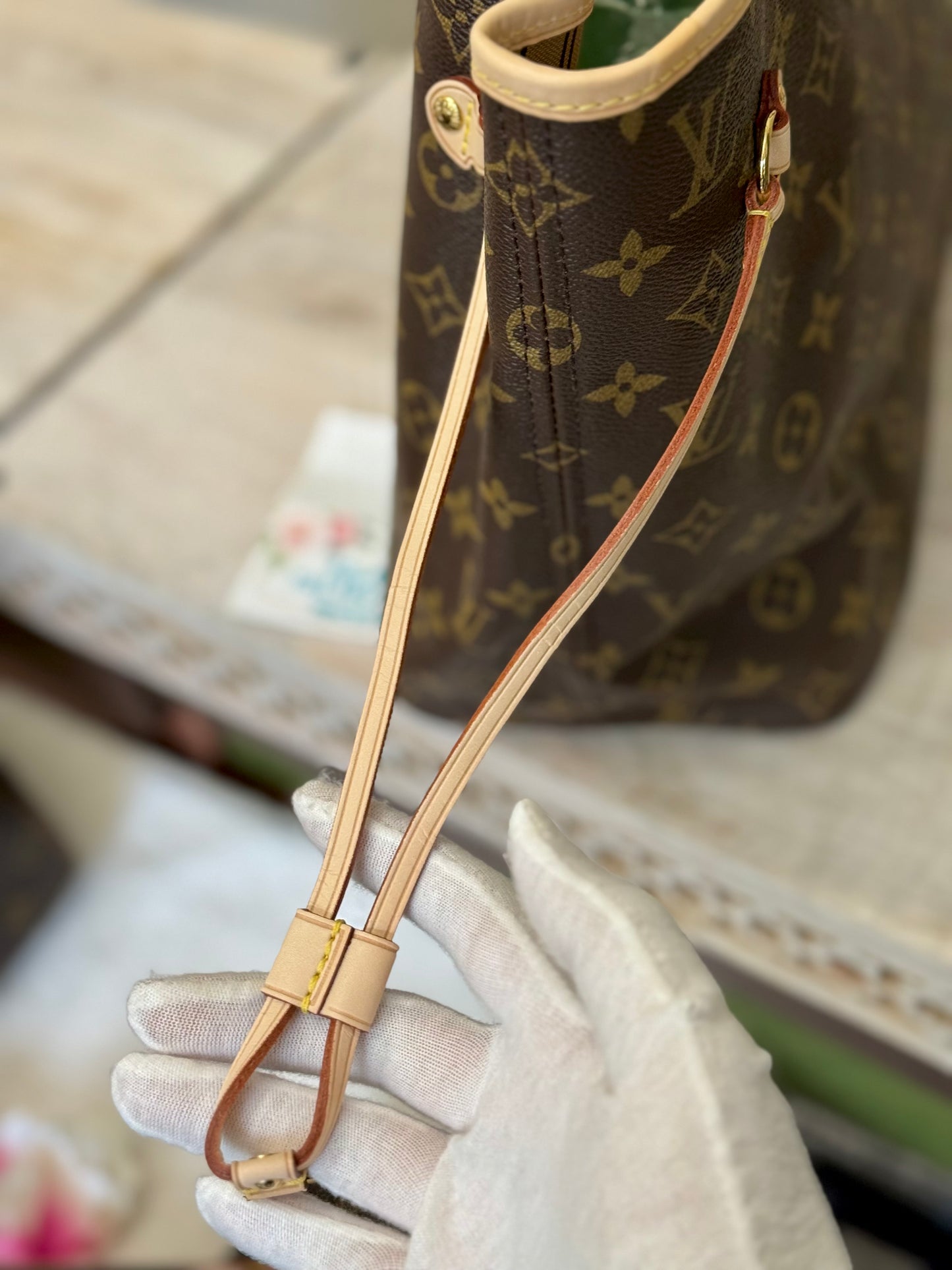 Louis Vuitton Neverfull MM Mono Beige Bag Only