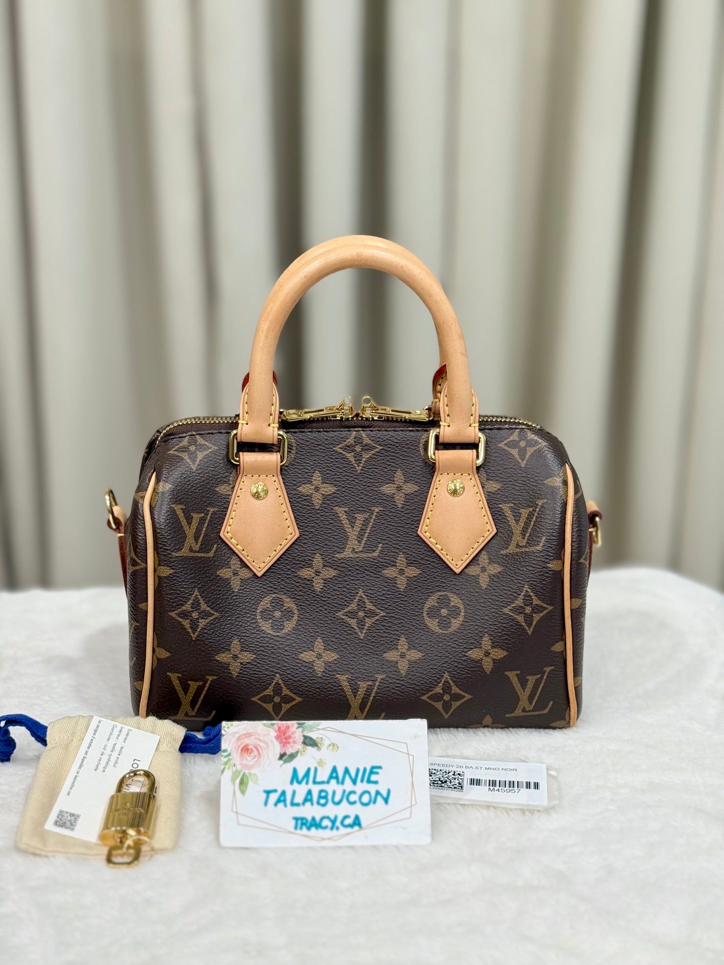 Louis Vuitton Speedy Bandouliere 20 Mono with Black/Pink Strap