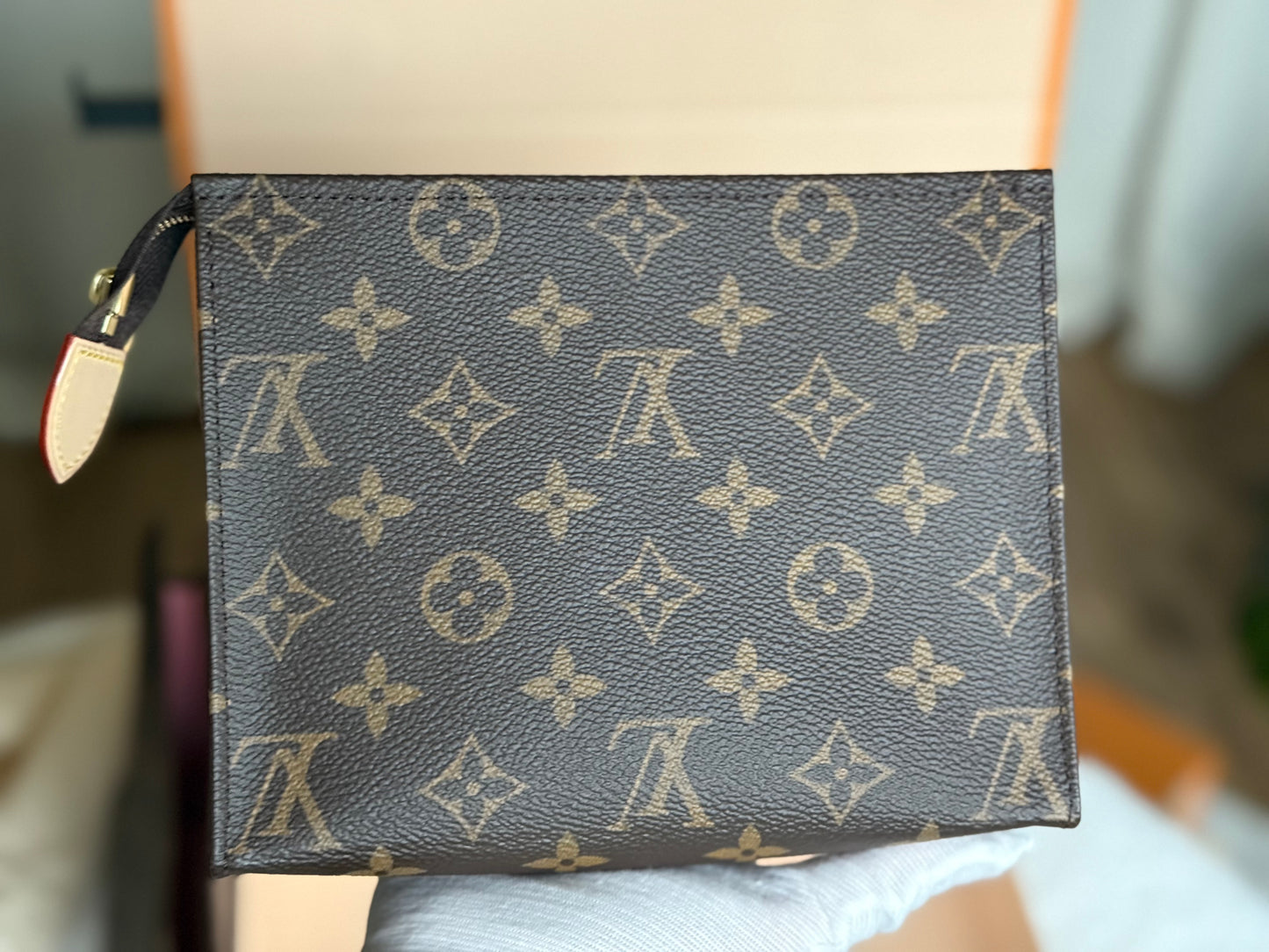 BRAND NEW Louis Vuitton Toiletry 19 Mono with Red Interior