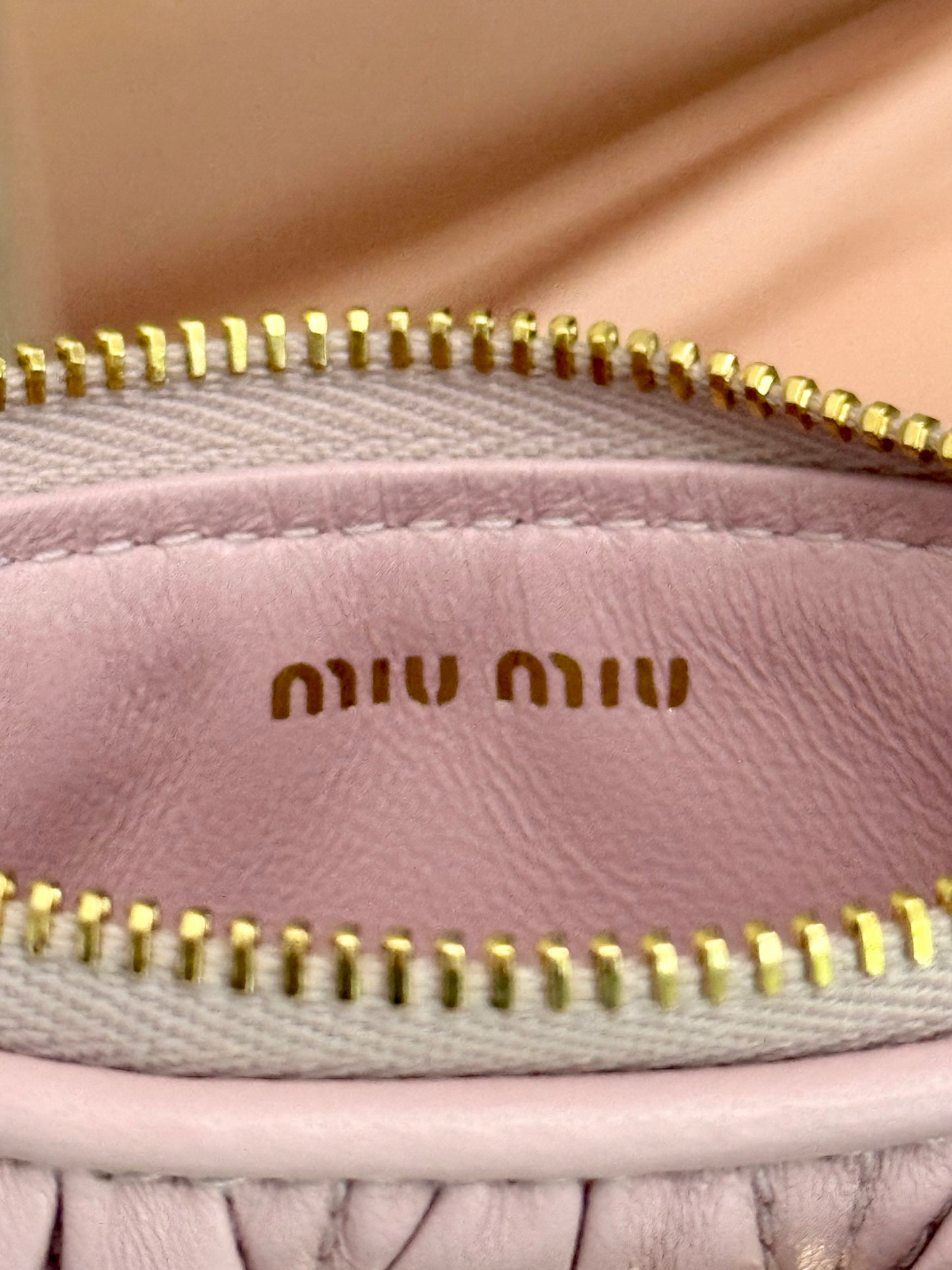 Miu Miu Matelasse Card Case Wallet in Pink