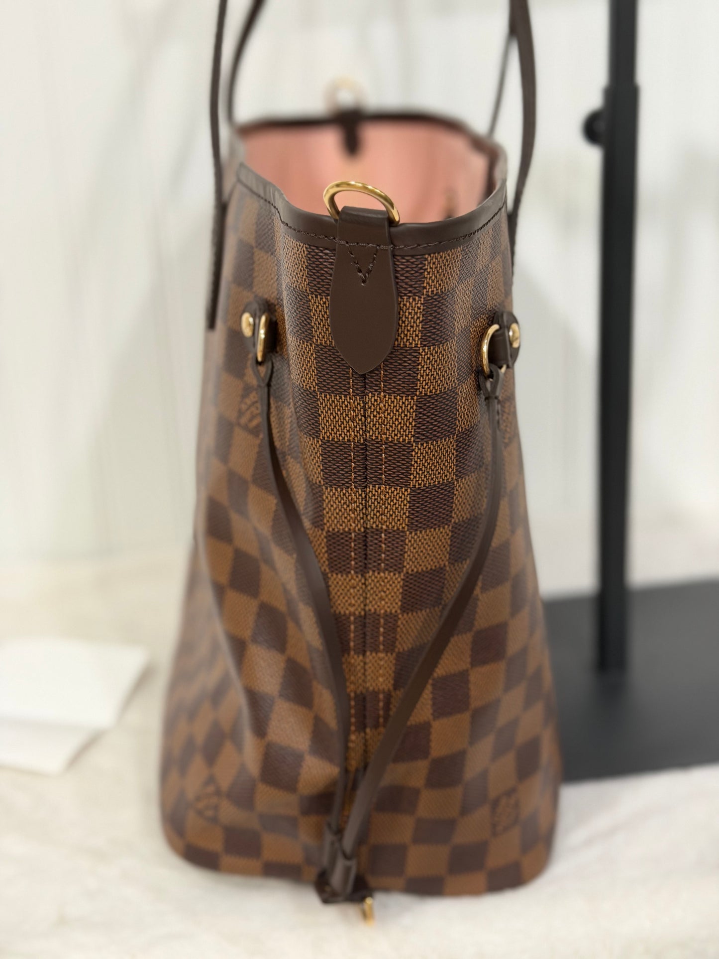 Louis Vuitton Neverfull MM Braided Damier Ebene Rose Quartz
