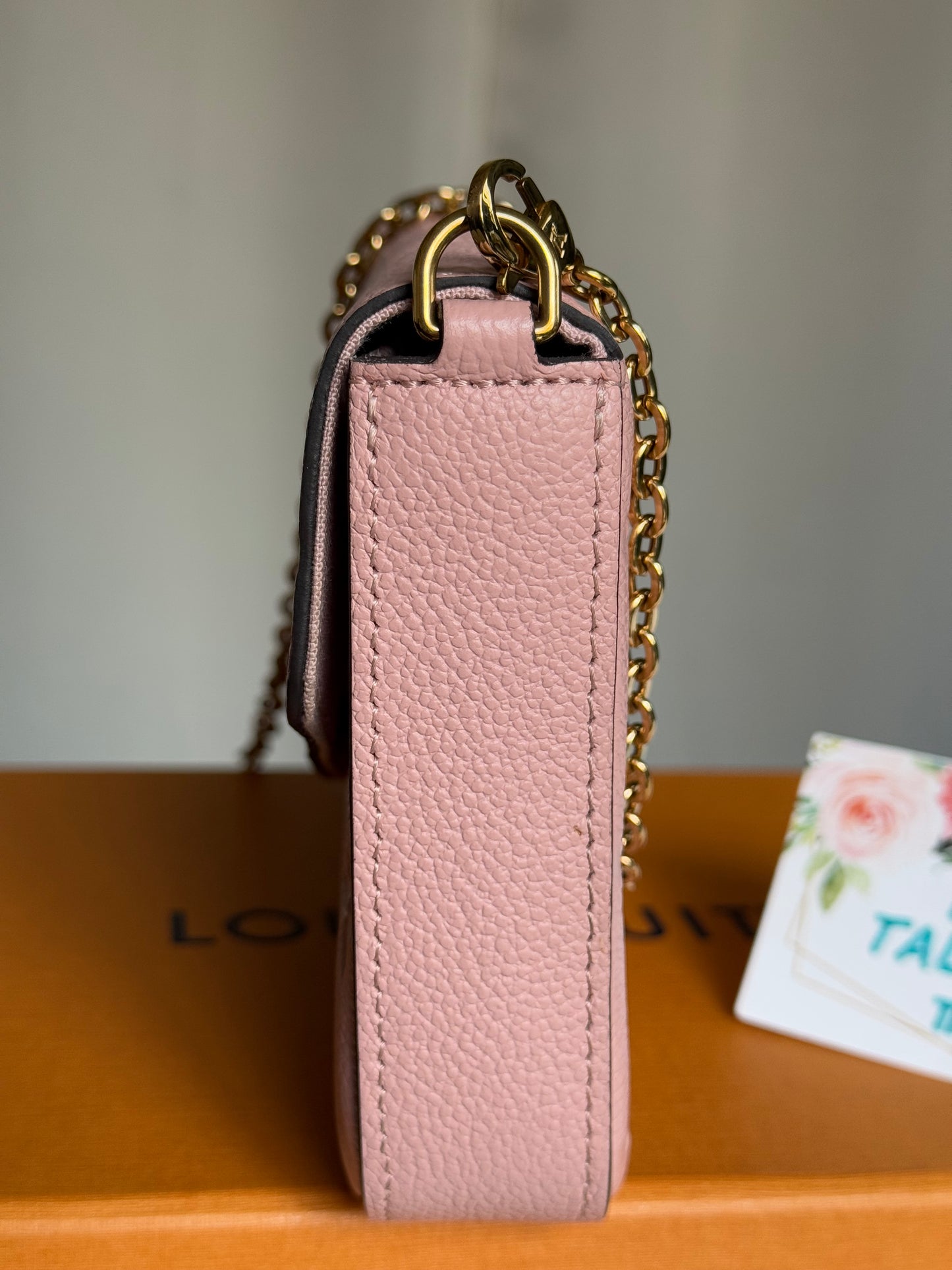 Louis Vuitton Felicie Pochette Empreinte Rose Poudre with inserts