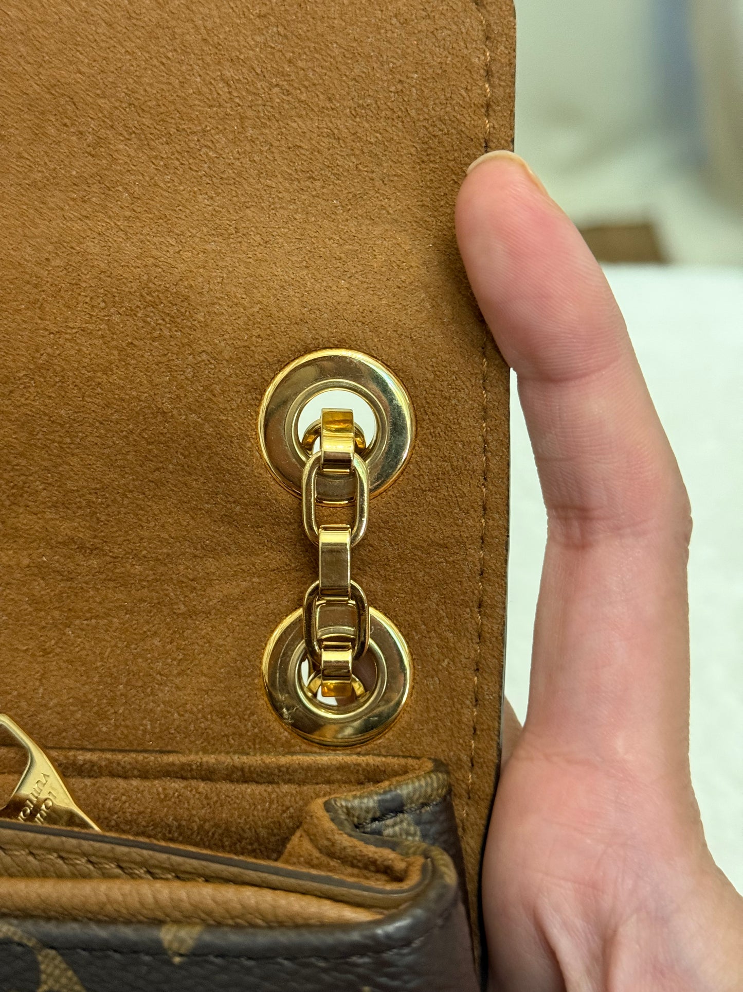 Louis Vuitton Pallas Chain Mono with Havane Leather