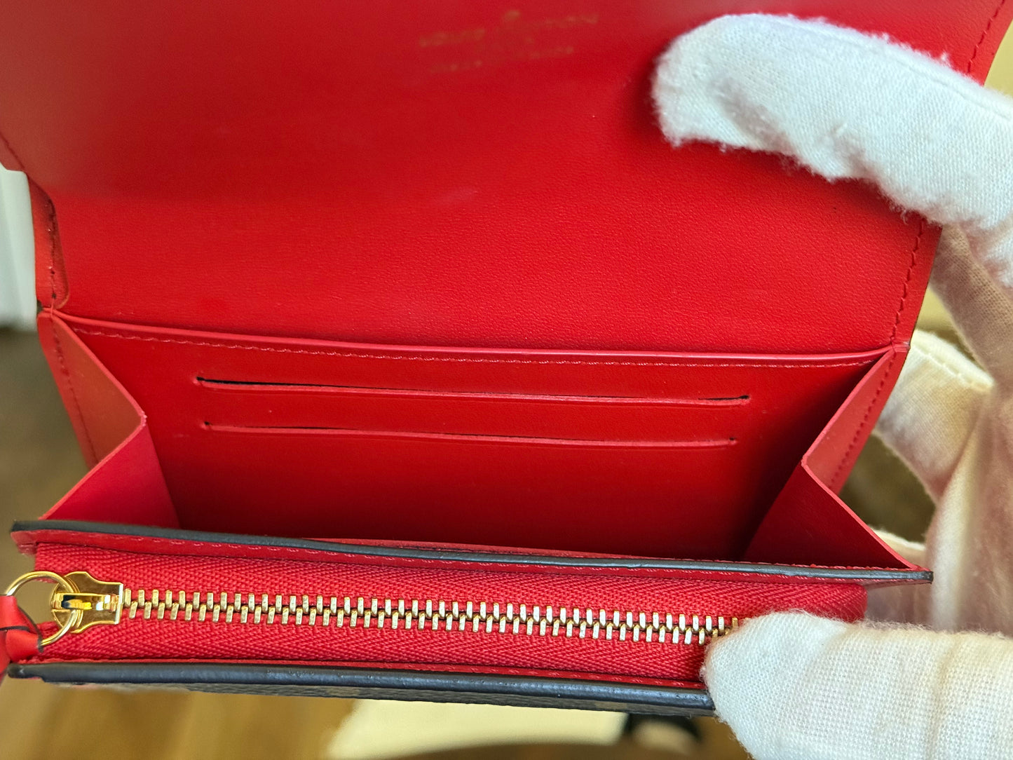 Louis Vuitton Flore Small/Compact Mono with Red Leather Wallet