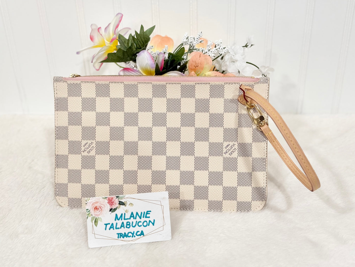 Louis Vuitton Neverfull MM/GM Damier Azur Rose Ballerine Pouch