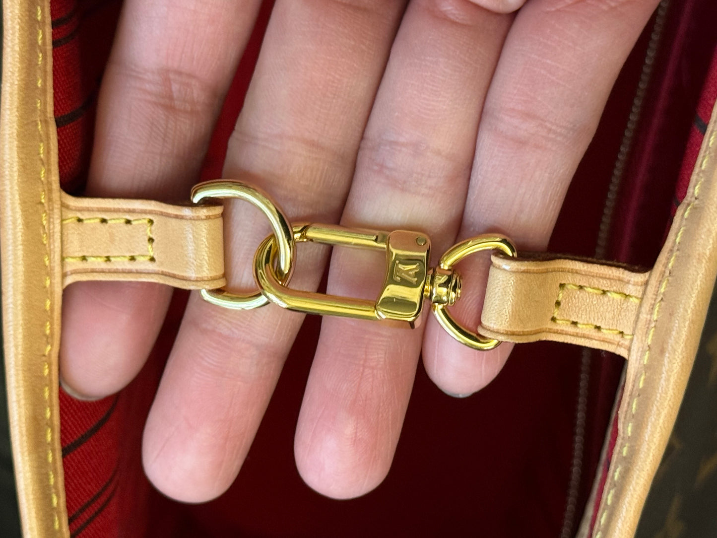 Louis Vuitton Neverfull MM Mono Cherry Bag and Pouch