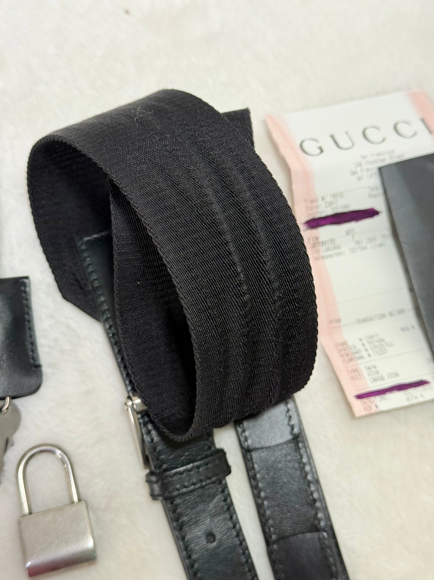 Gucci Zipped Web GG Supreme Canvas Tote Shoulder Bag Black 359261