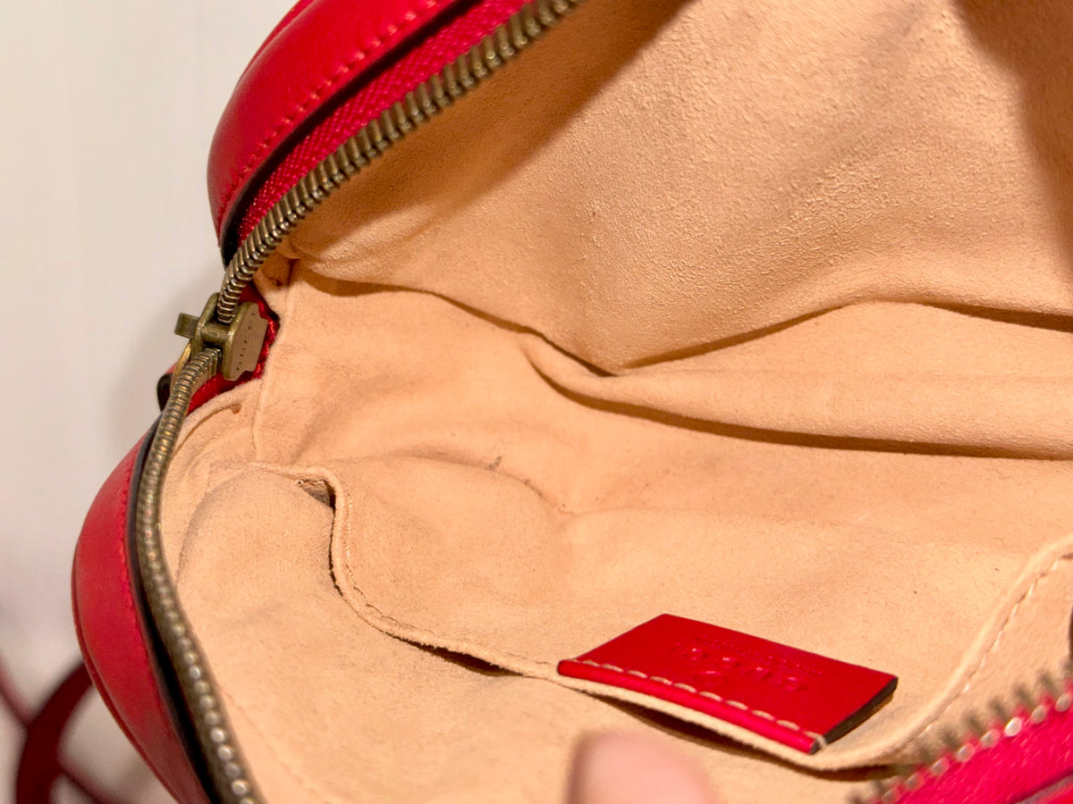 Gucci GG Marmont Matelassé Belt Bag Hibiscus Red Aged Gold-tone HW