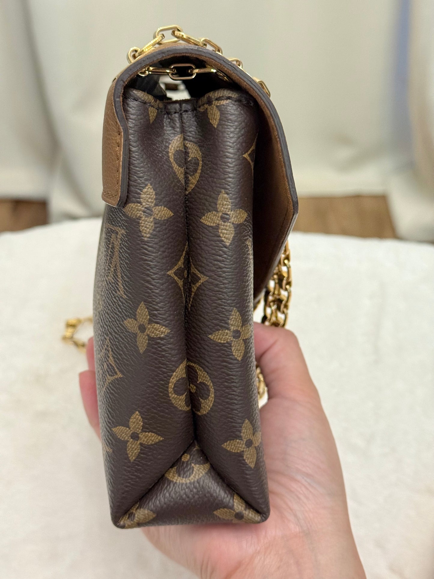 Louis Vuitton Pallas Chain Mono with Havane Leather