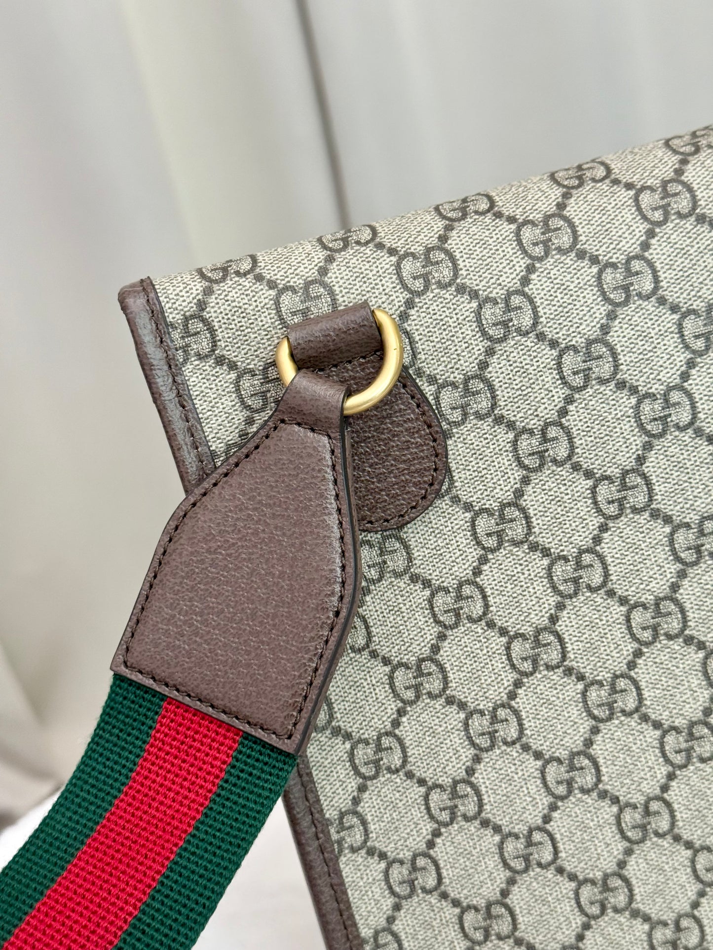 Gucci GG Supreme Monogram Web Medium Neo Vintage Messenger Flap Bag Beige