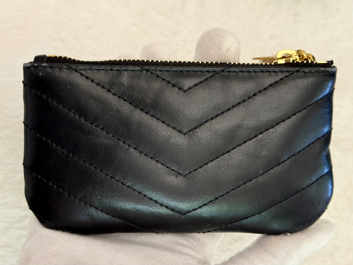 Saint Laurent YSL Cassandre Matelasse Black Padded Key Pouch