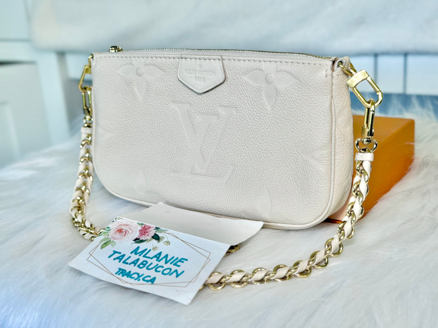 Louis Vuitton Small Pochette Giant Empreinte Cream from MPA