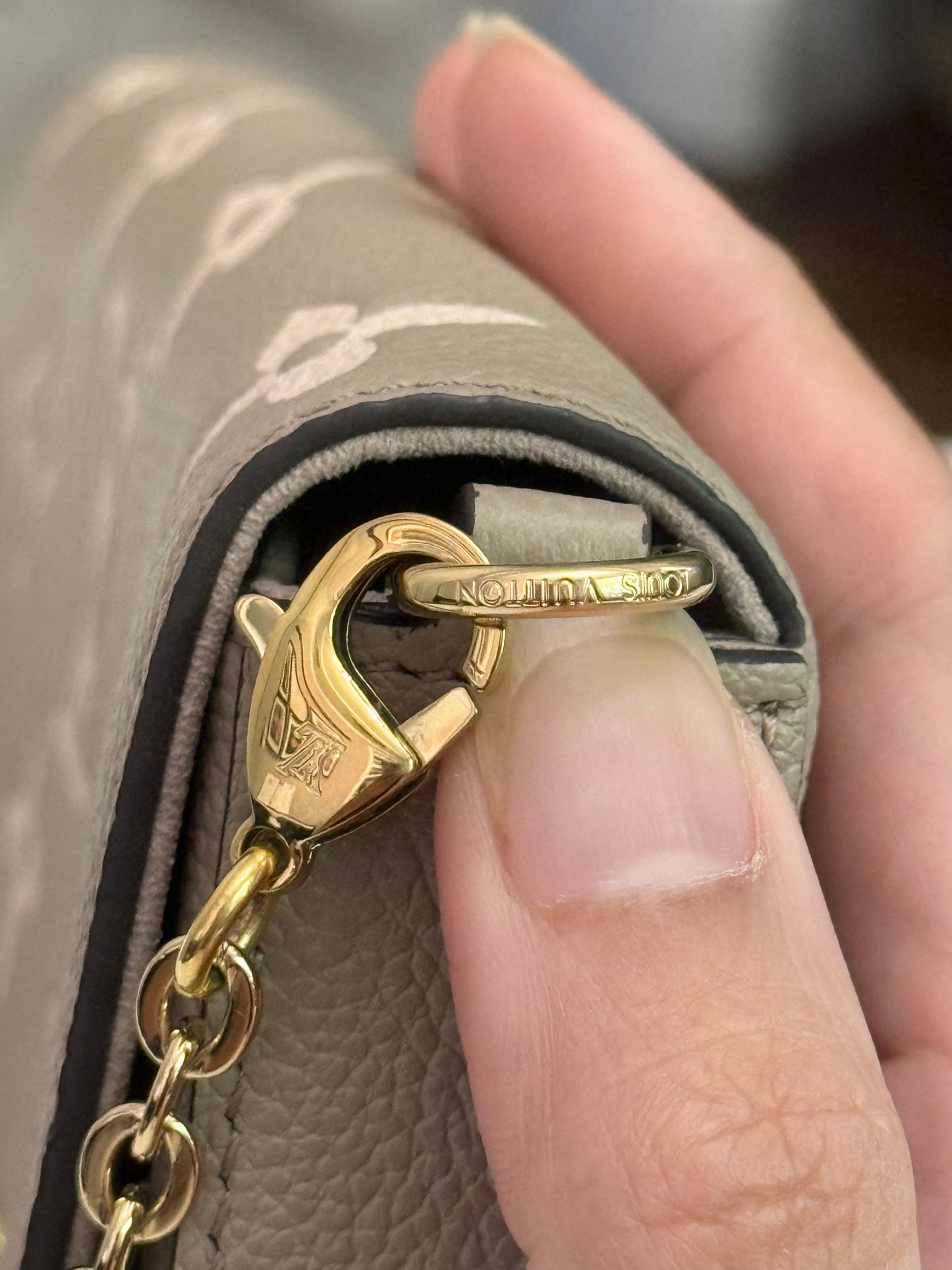 Louis Vuitton Felicie Pochette Giant Mono Empreinte Bicolor Dove Cream