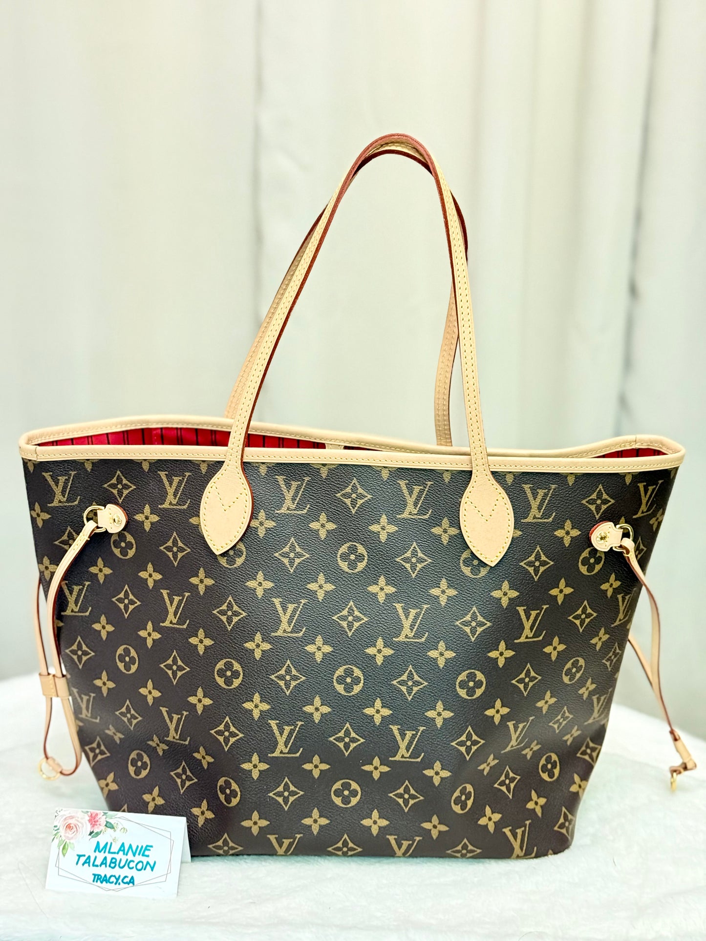 Louis Vuitton Neverfull MM Mono with Cerise Interior