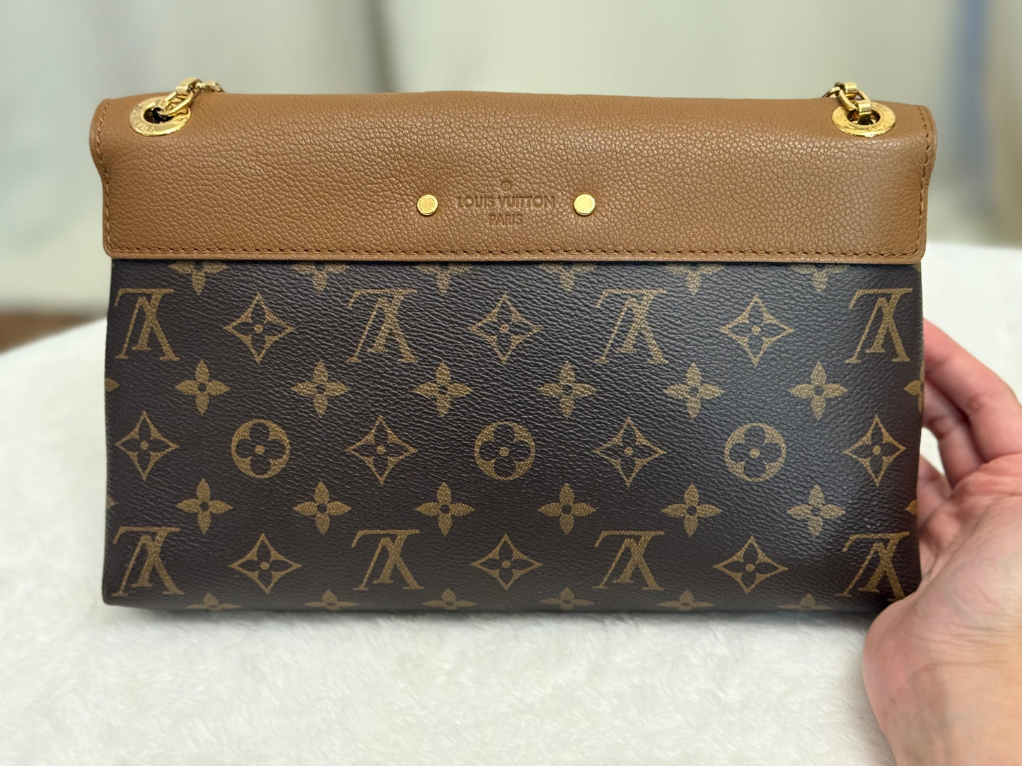 Louis Vuitton Pallas Chain Mono with Havane Leather
