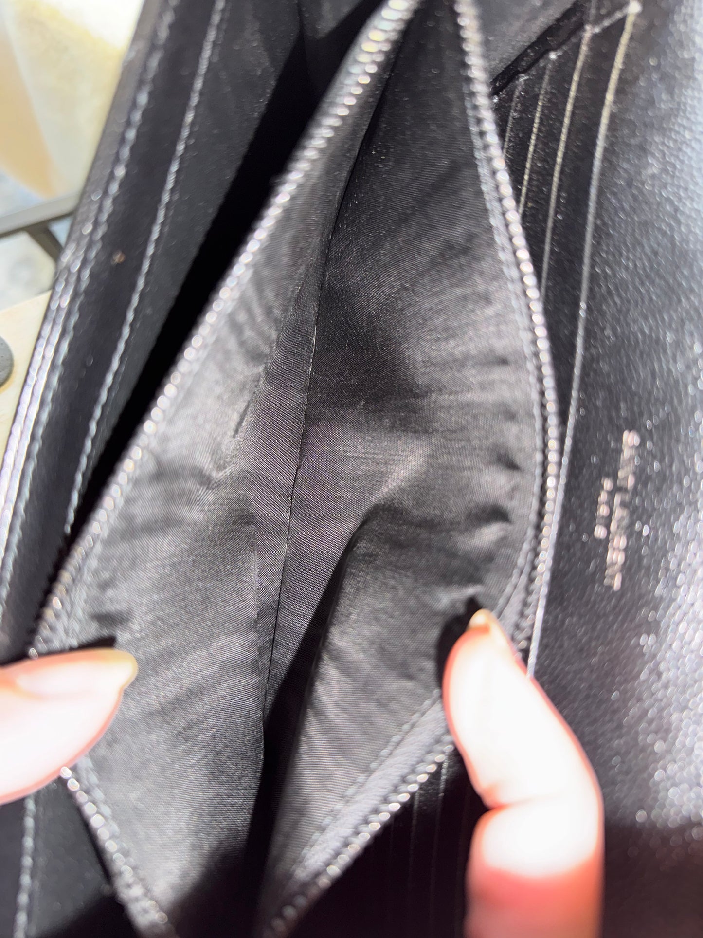 Yves Saint Laurent YSL Classic Cassandre Wallet on Chain in Black Grained de Poudre Leather Black HW