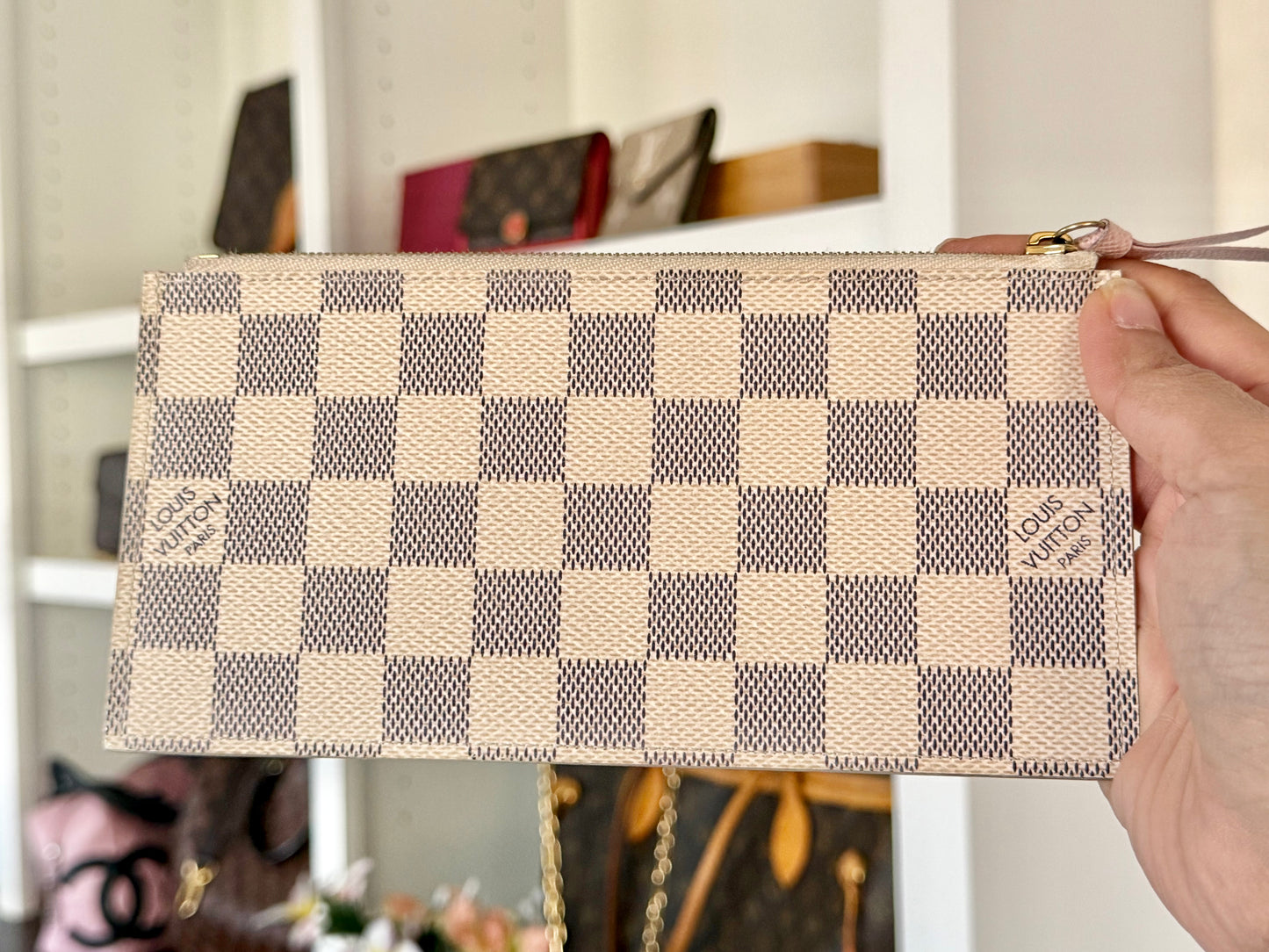 Louis Vuitton Pochette Felicie Damier Azur Rose Ballerine