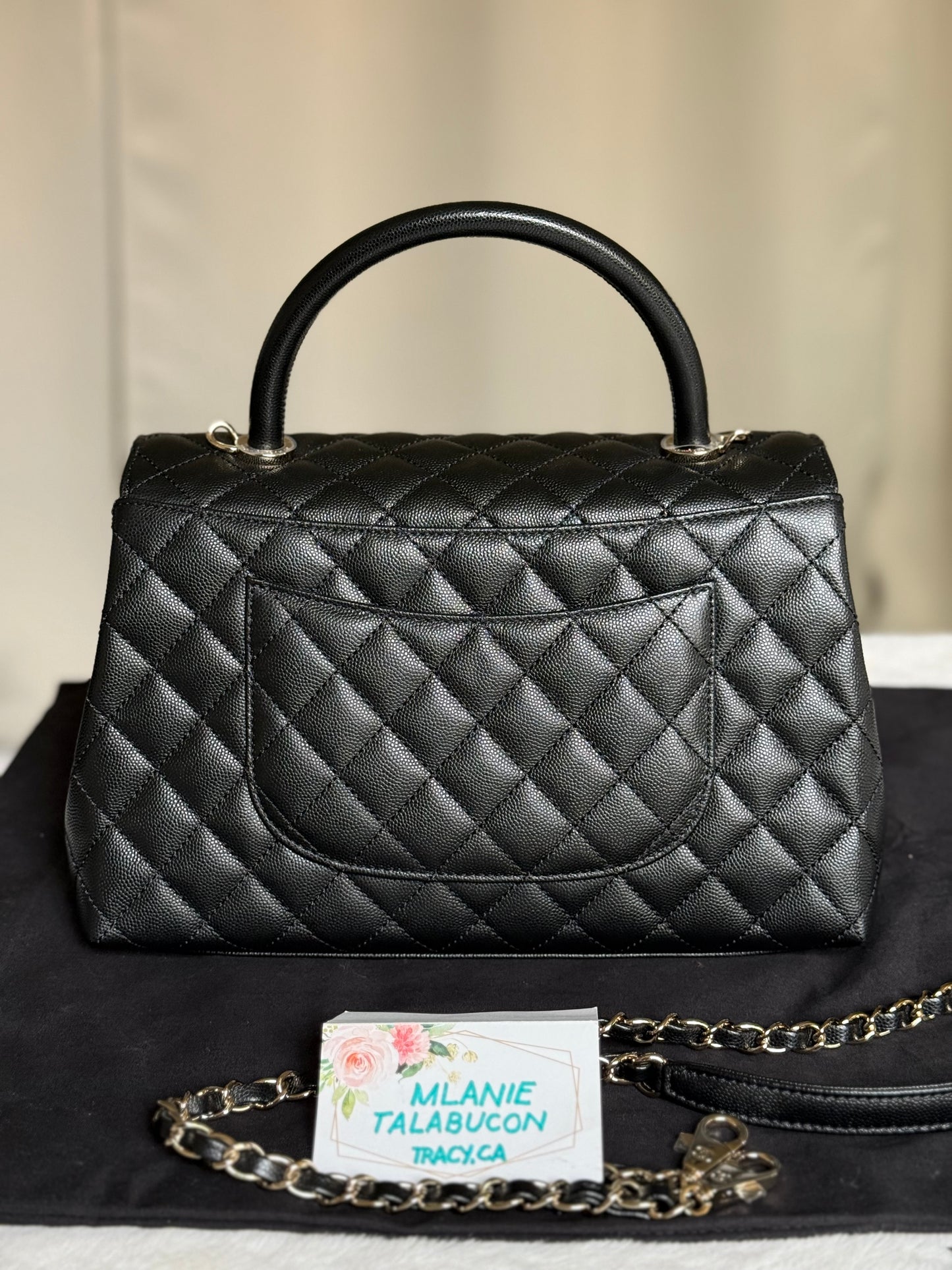 Chanel Coco Handle Black Caviar Champagne GHW