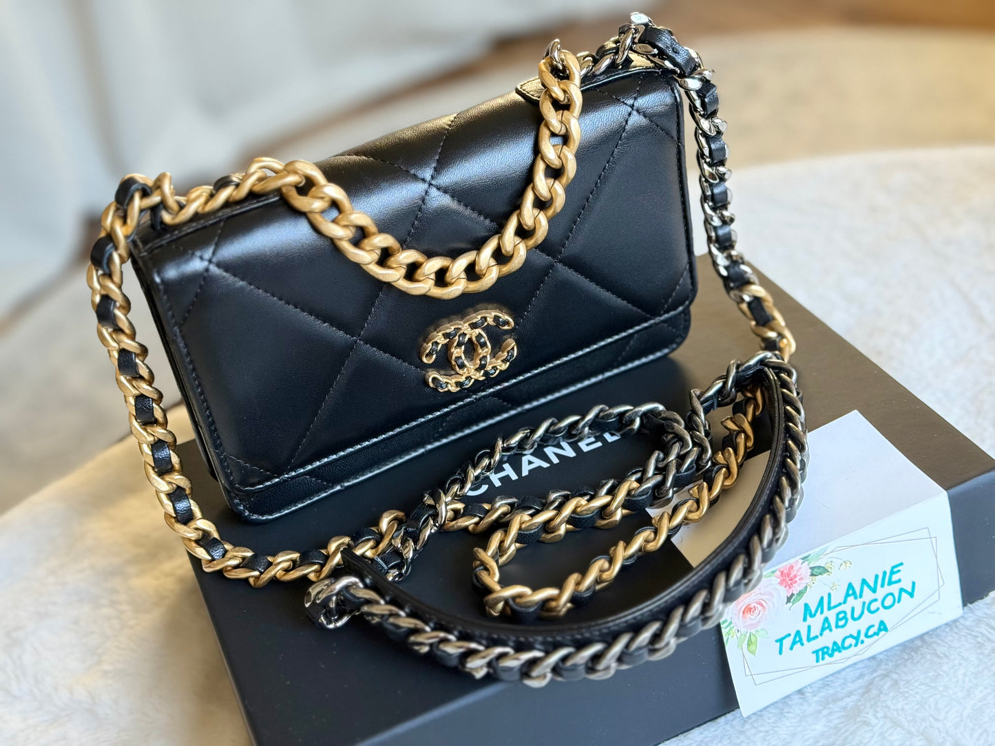 Chanel 23C Wallet on Chain 19 Black Lambskin Mixed HW