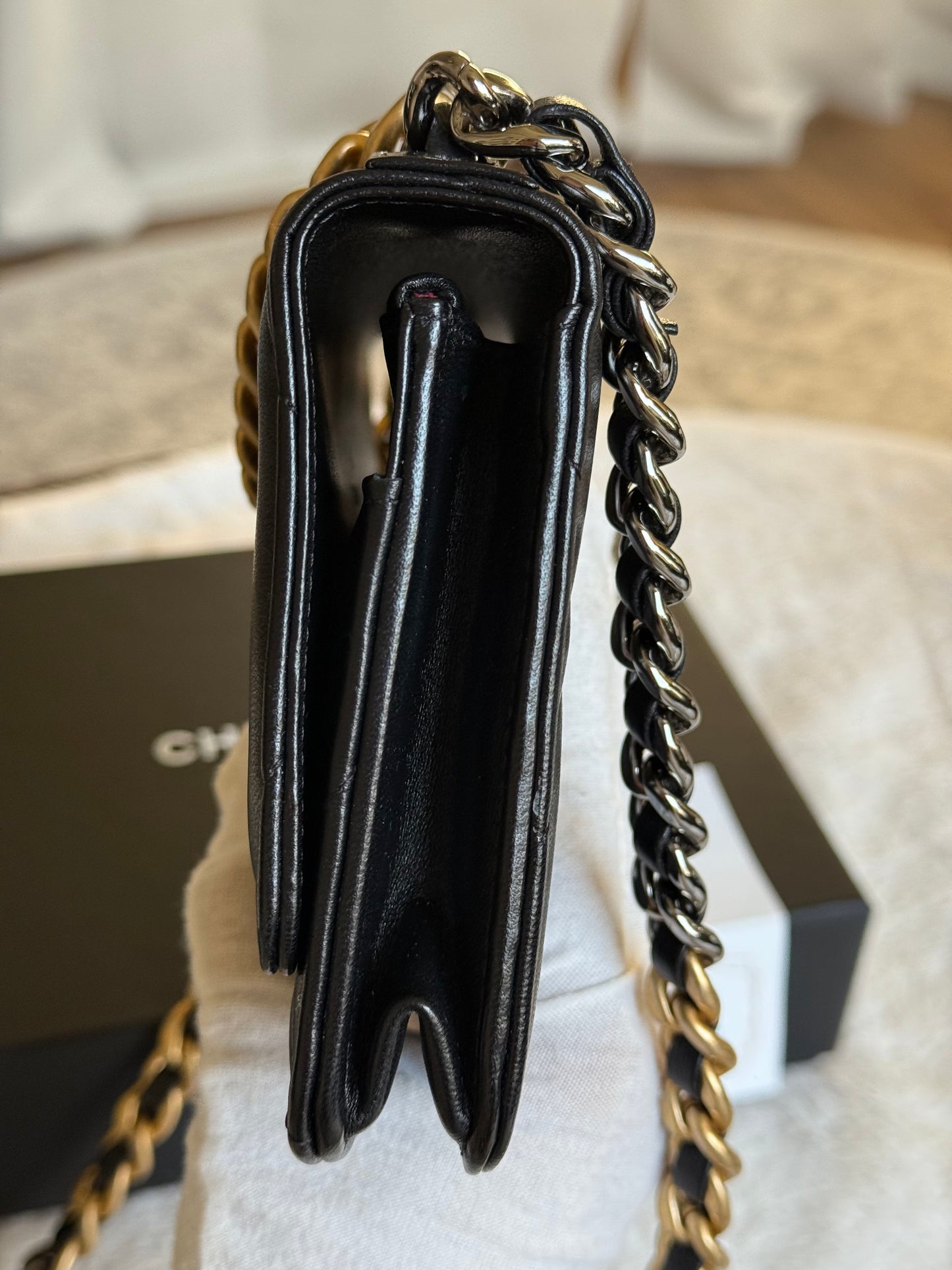 Chanel 23C Wallet on Chain 19 Black Lambskin Mixed HW
