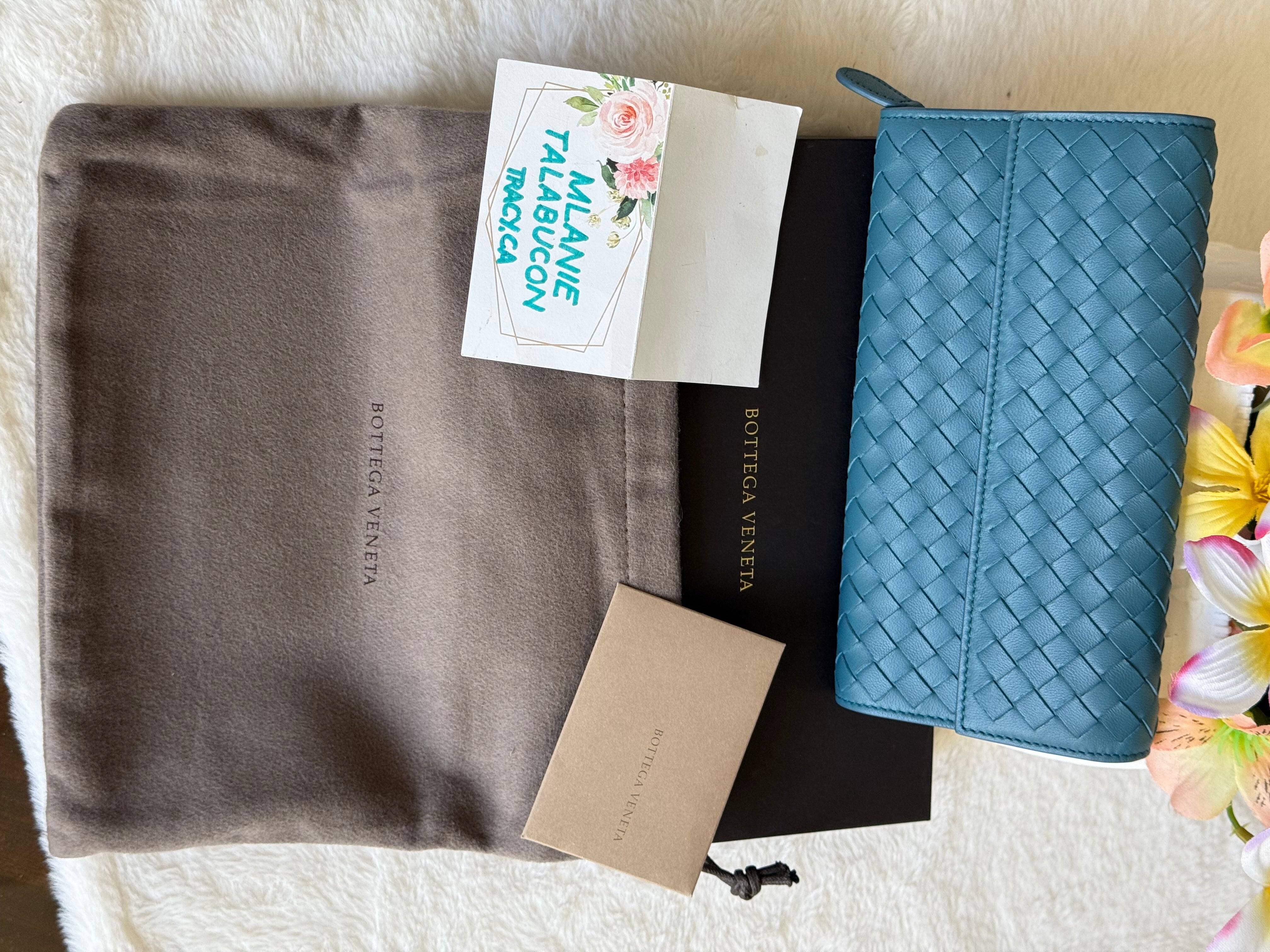Bottega Veneta Intrecciato Weave Blue Long Wallet – Lanie's