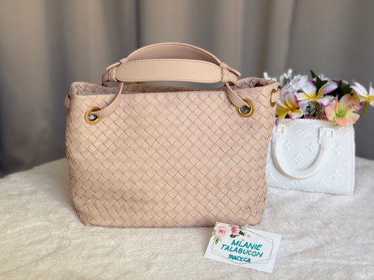 Bottega Veneta Intrecciato Garda Beige Small Handle Tote