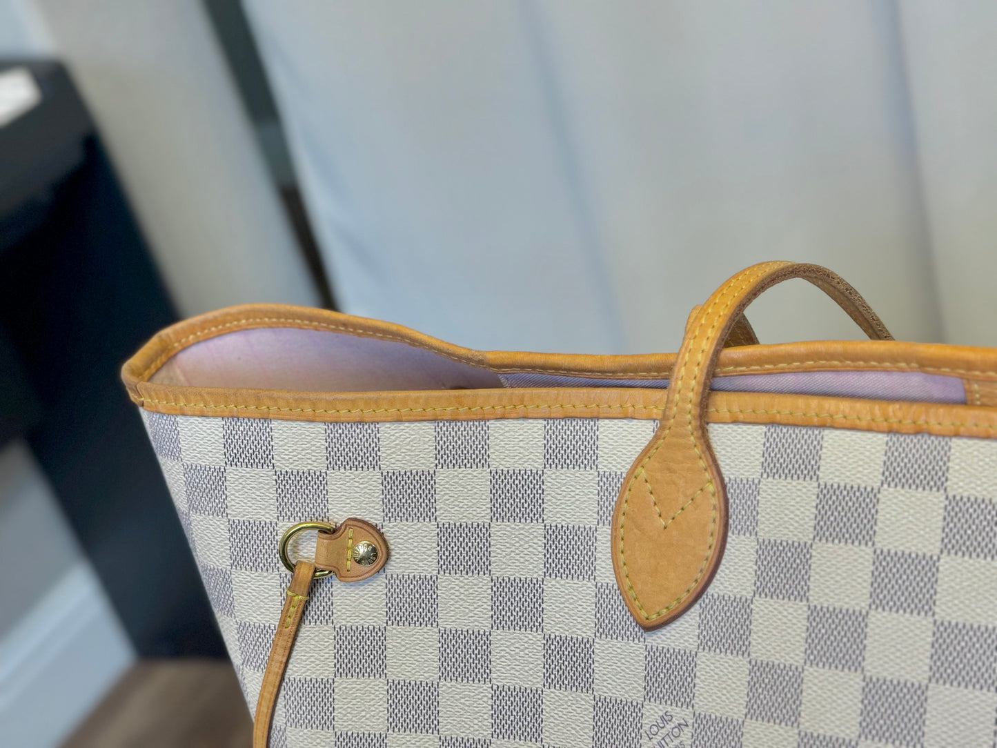 Louis Vuitton Neverfull GM Damier Azur Rose Ballerine Bag and Pouch