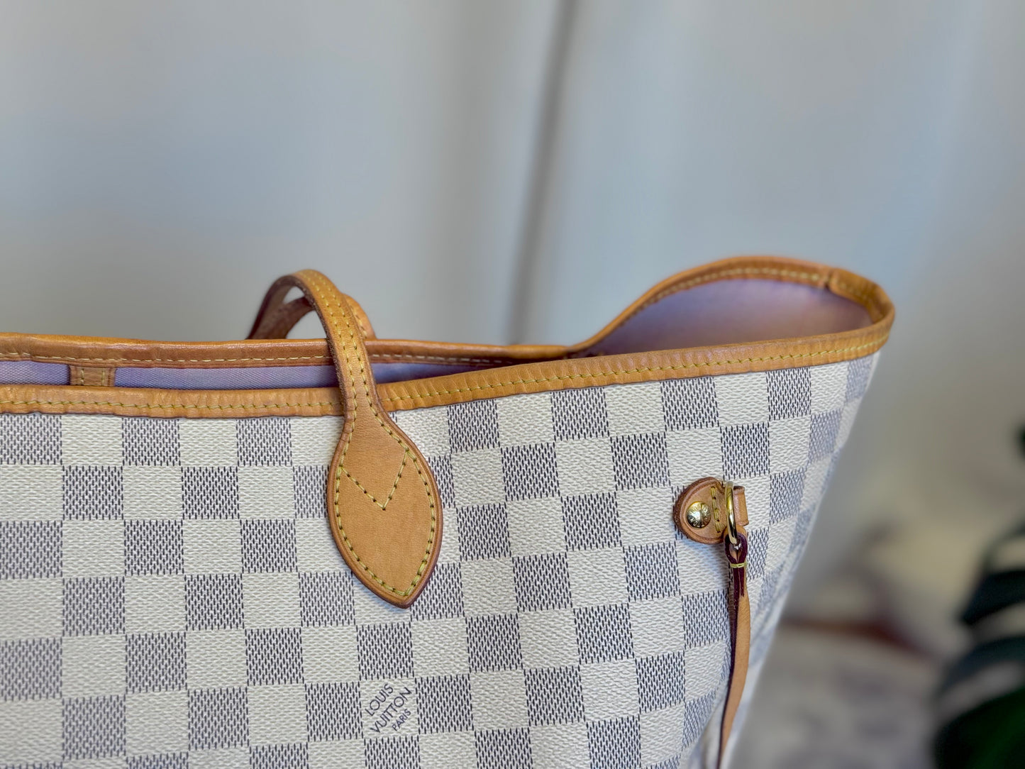 Louis Vuitton Neverfull GM Damier Azur Rose Ballerine Bag and Pouch