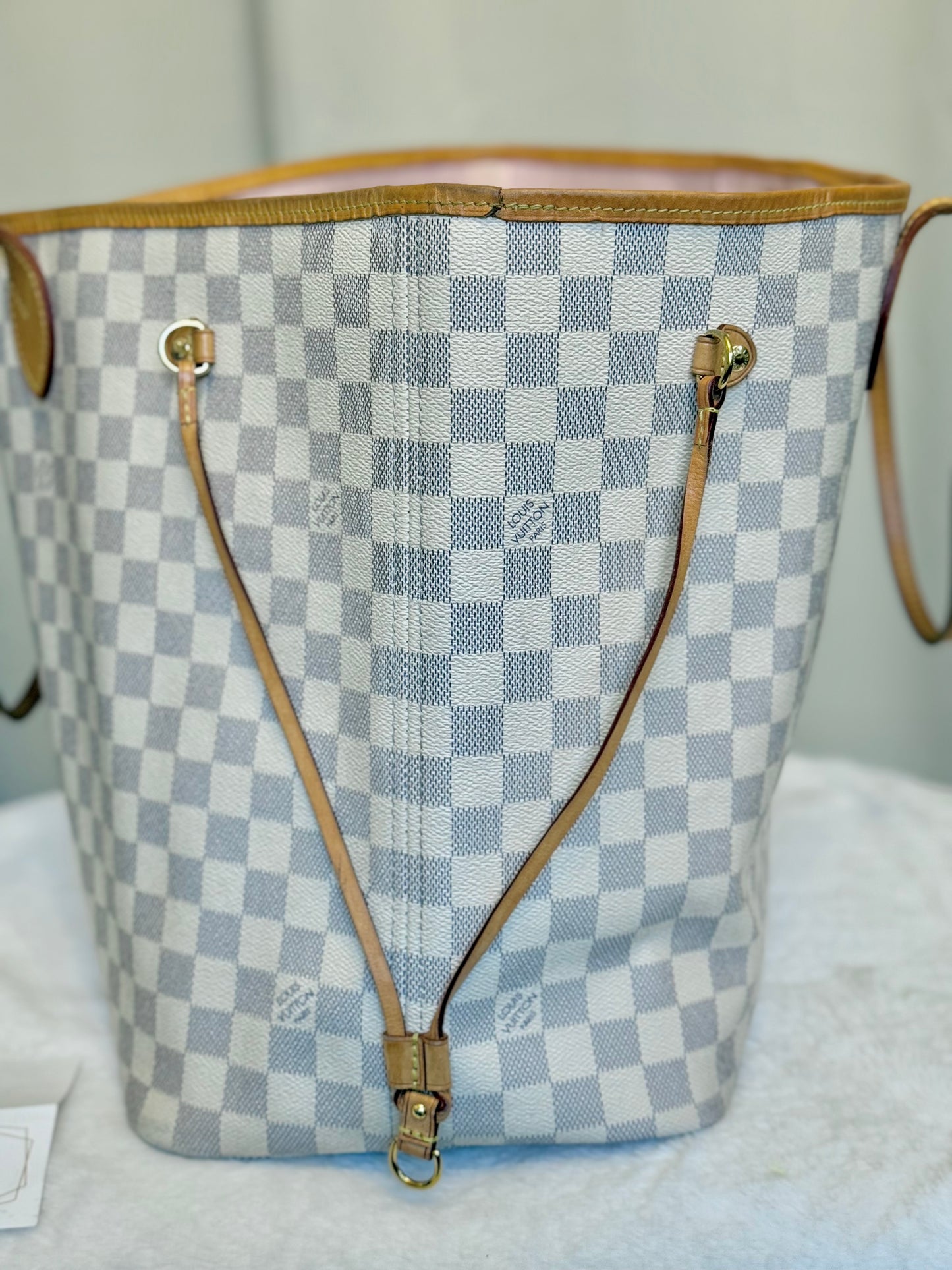 Louis Vuitton Neverfull GM Damier Azur Rose Ballerine Bag and Pouch