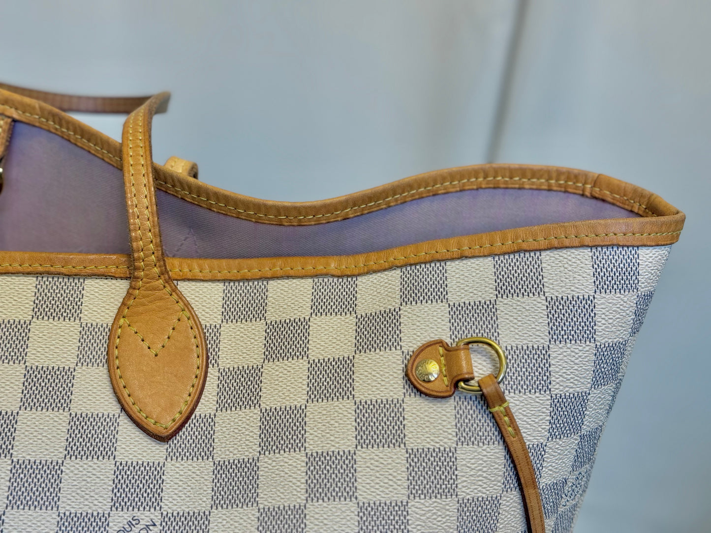 Louis Vuitton Neverfull GM Damier Azur Rose Ballerine Bag and Pouch