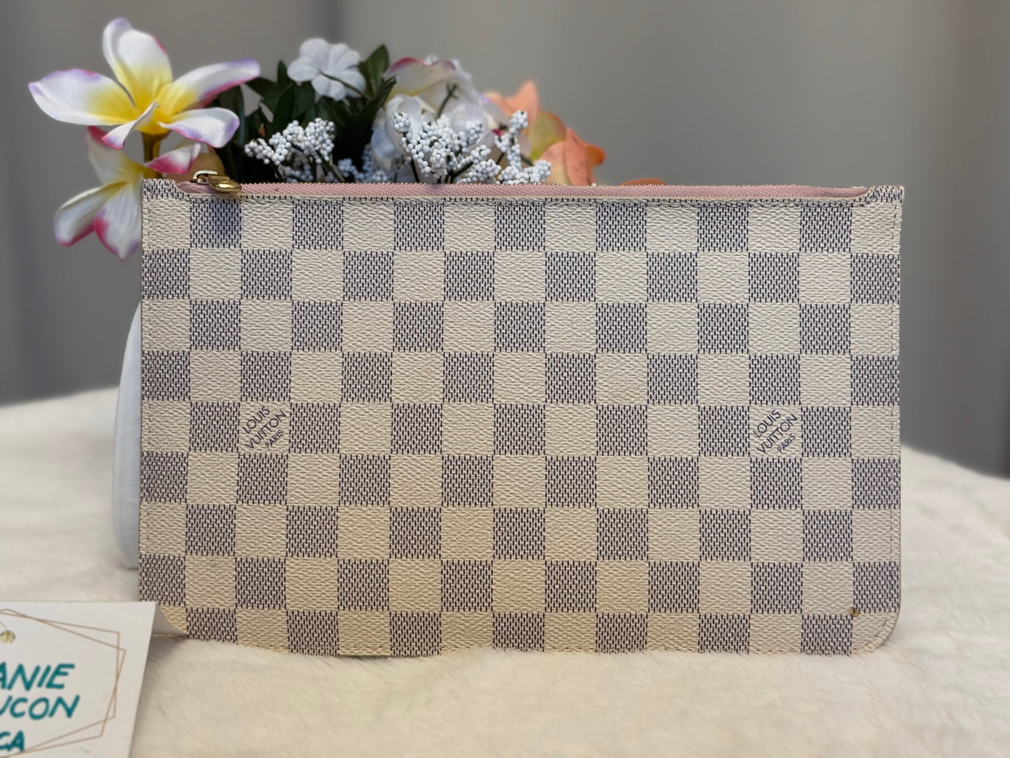 Louis Vuitton Neverfull GM Damier Azur Rose Ballerine Bag and Pouch