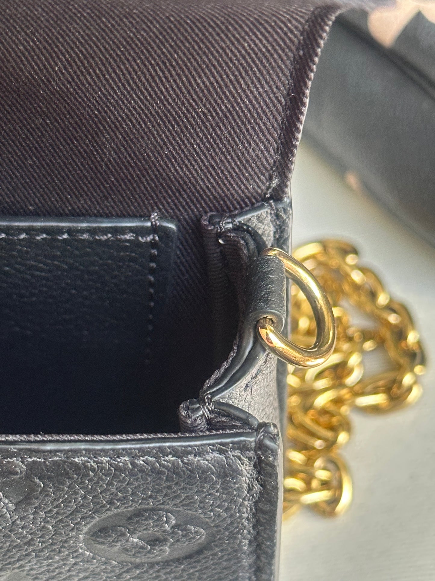 Louis Vuitton Metis Wallet on Chain in Black Mono Empreinte